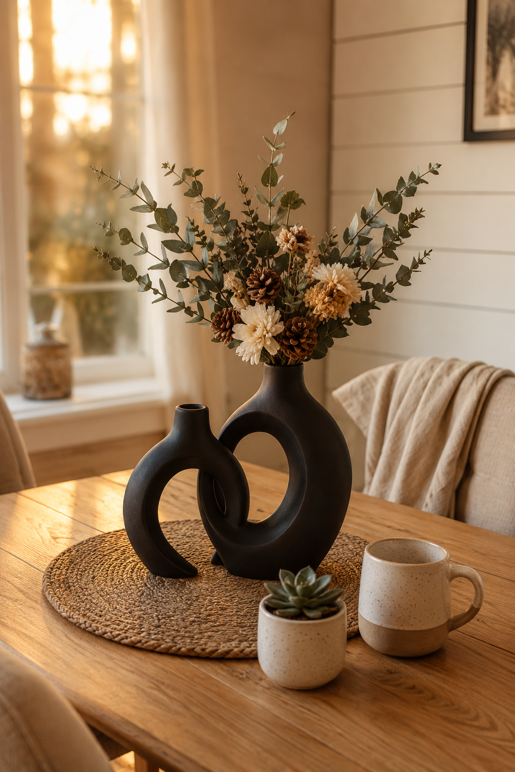 CEMABT Black Ceramic Vase Set of 2