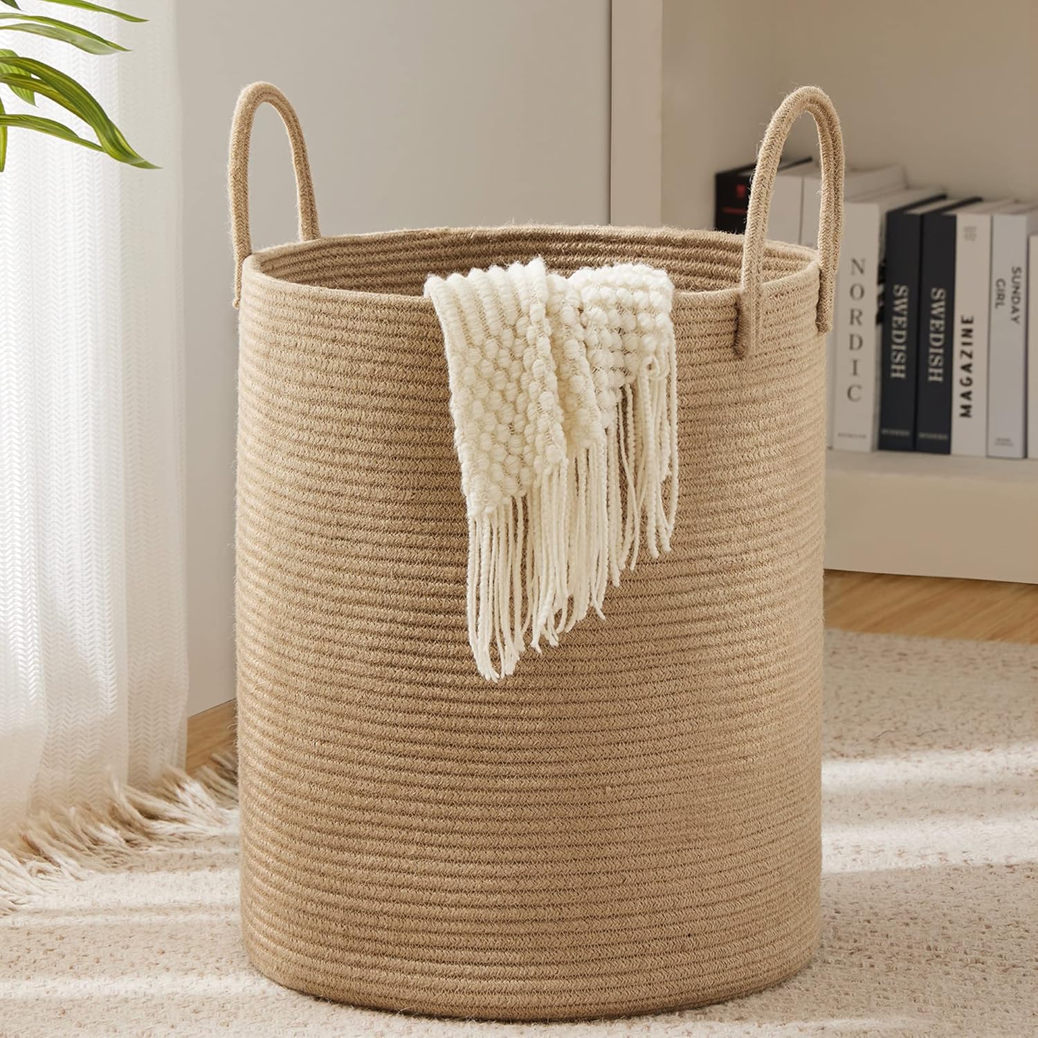 Cozy Jute Laundry Hamper Storage for Neutral Bedroom Decor