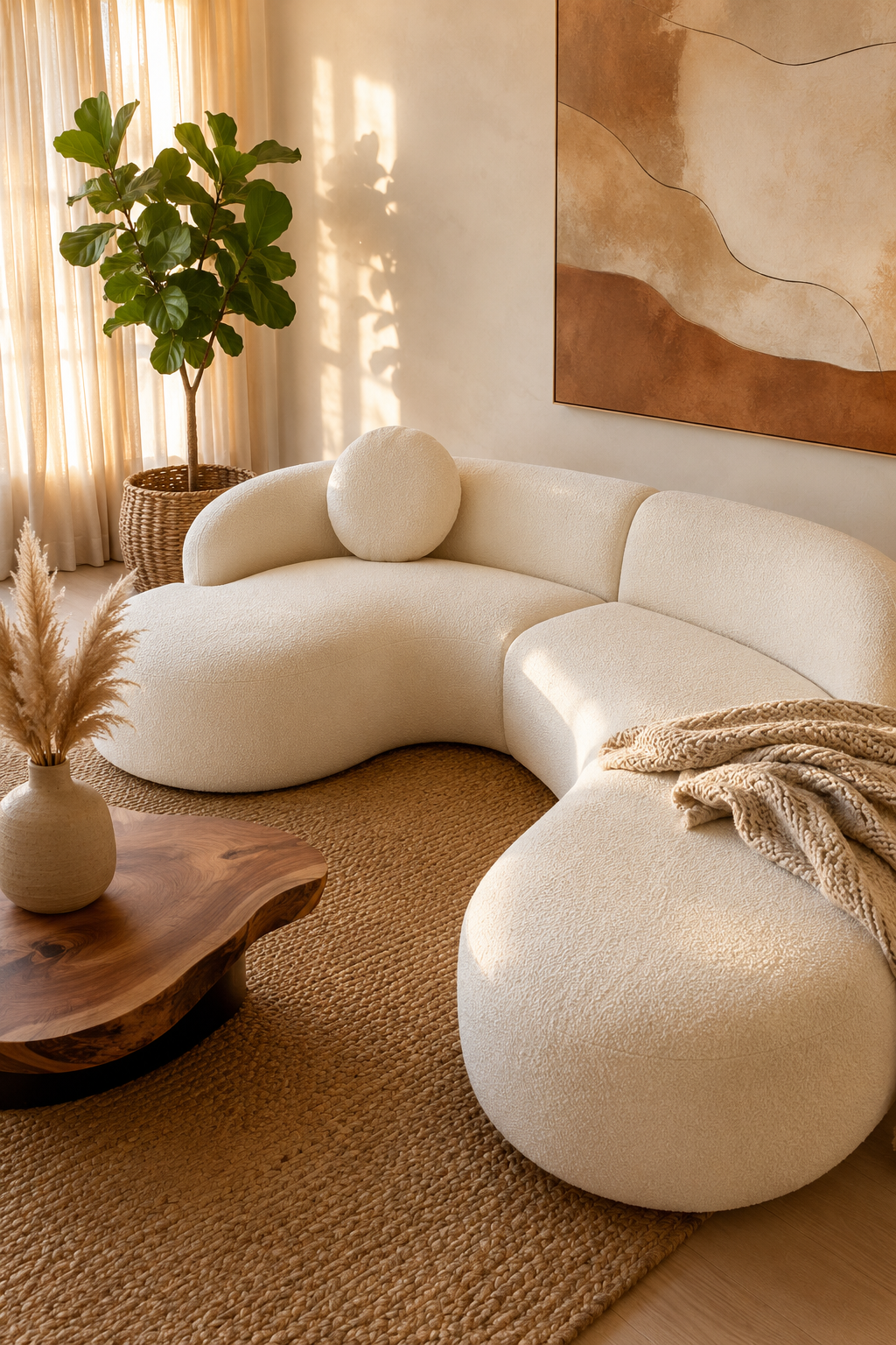 Tov Furniture Broohah Cream Boucle Sectional