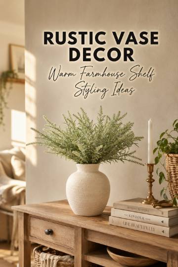 Ceramic Flower Vase Home Decor - Farmhouse Table Vases Rustic Vintage Living Room Kitchen Bedroom De