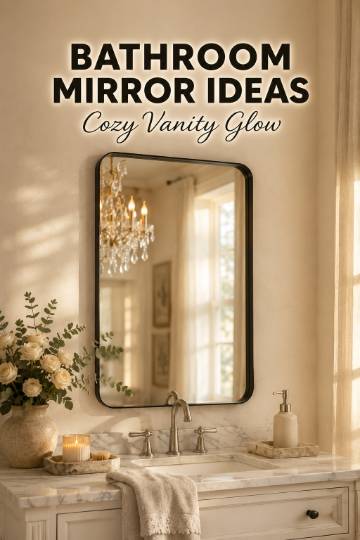 Bathroom Mirror Ideas | Cozy Black Frame Vanity Decor 2026