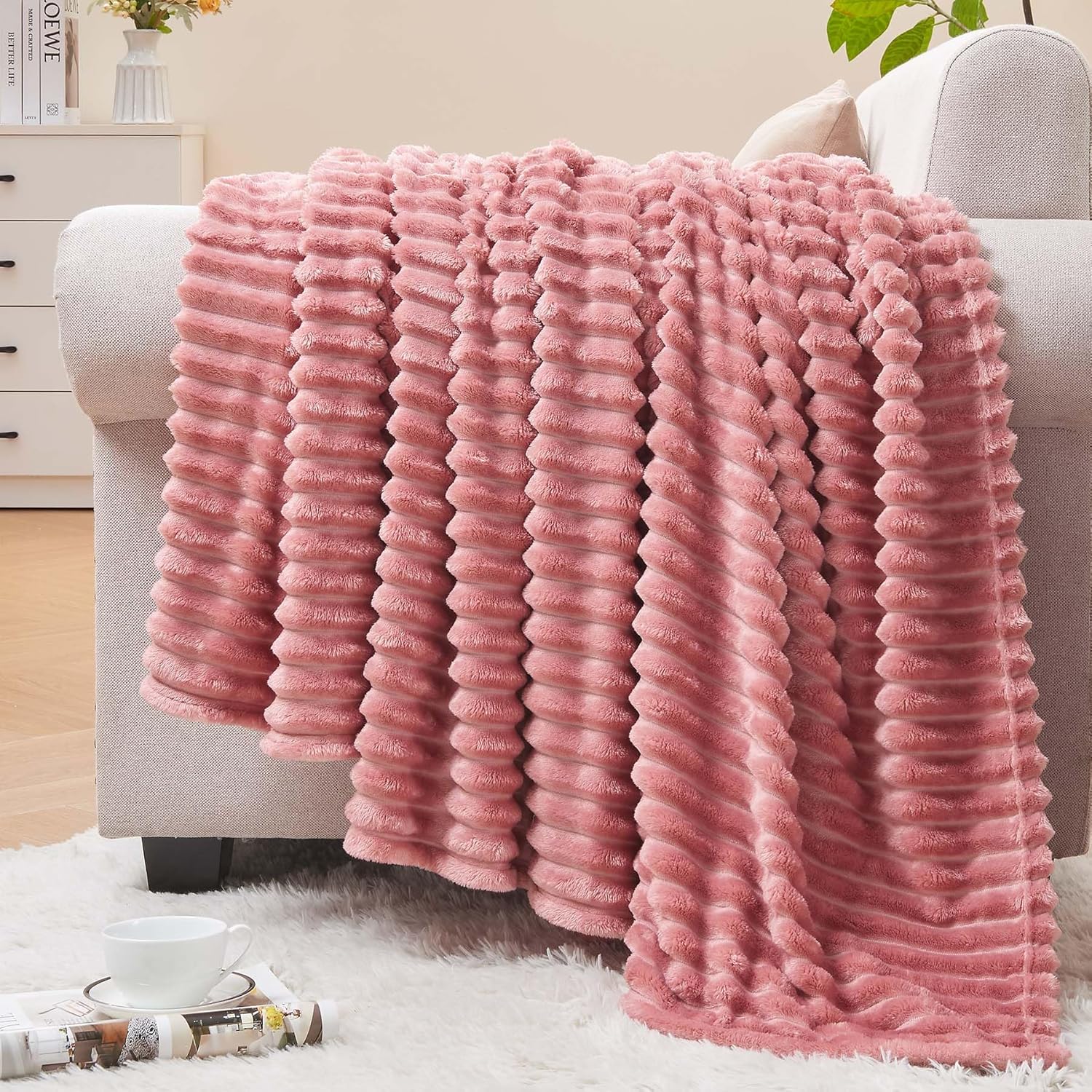 Pink Fleece Throw Blanket