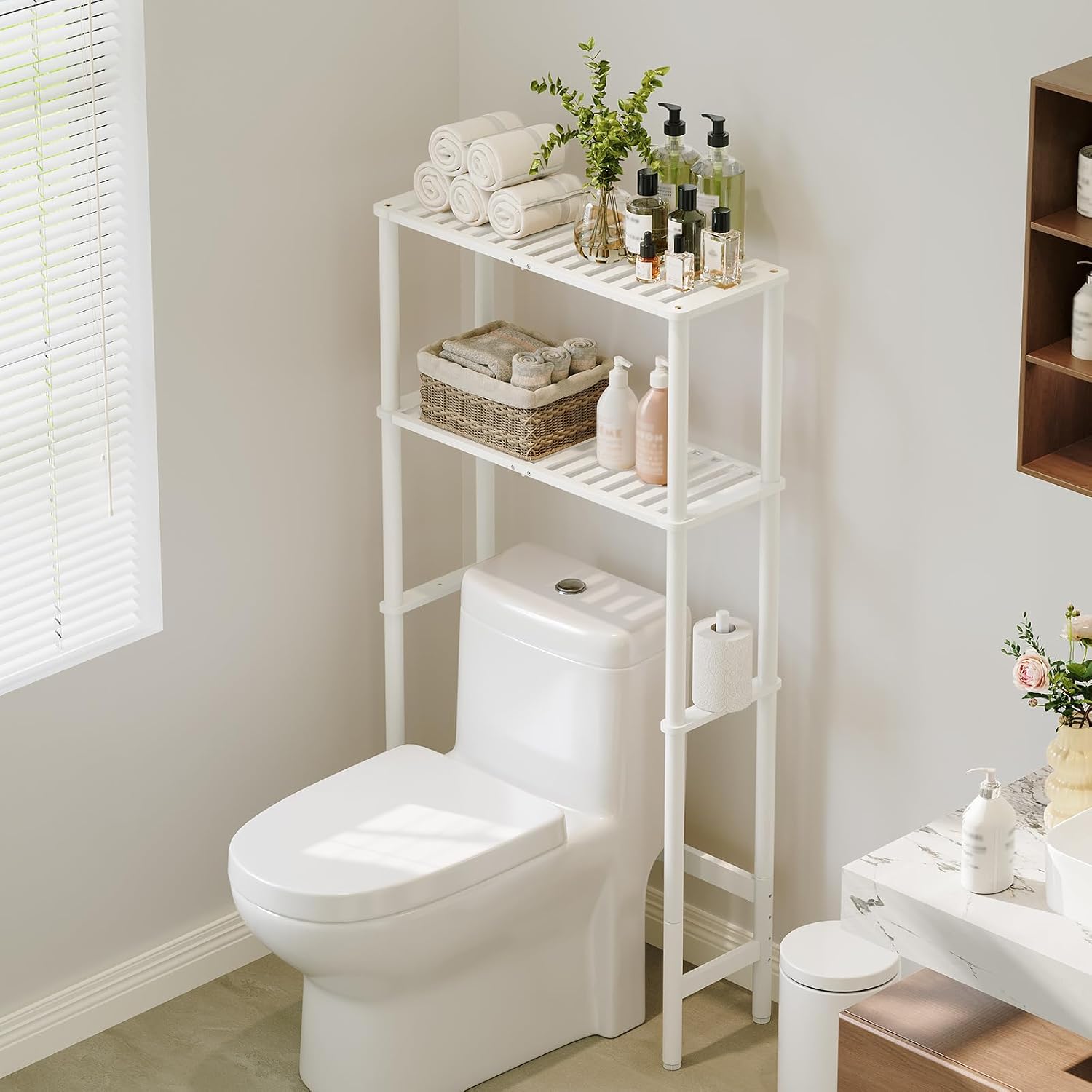 Small Bathroom Storage Ideas | Bamboo Over Toilet Shelf Style