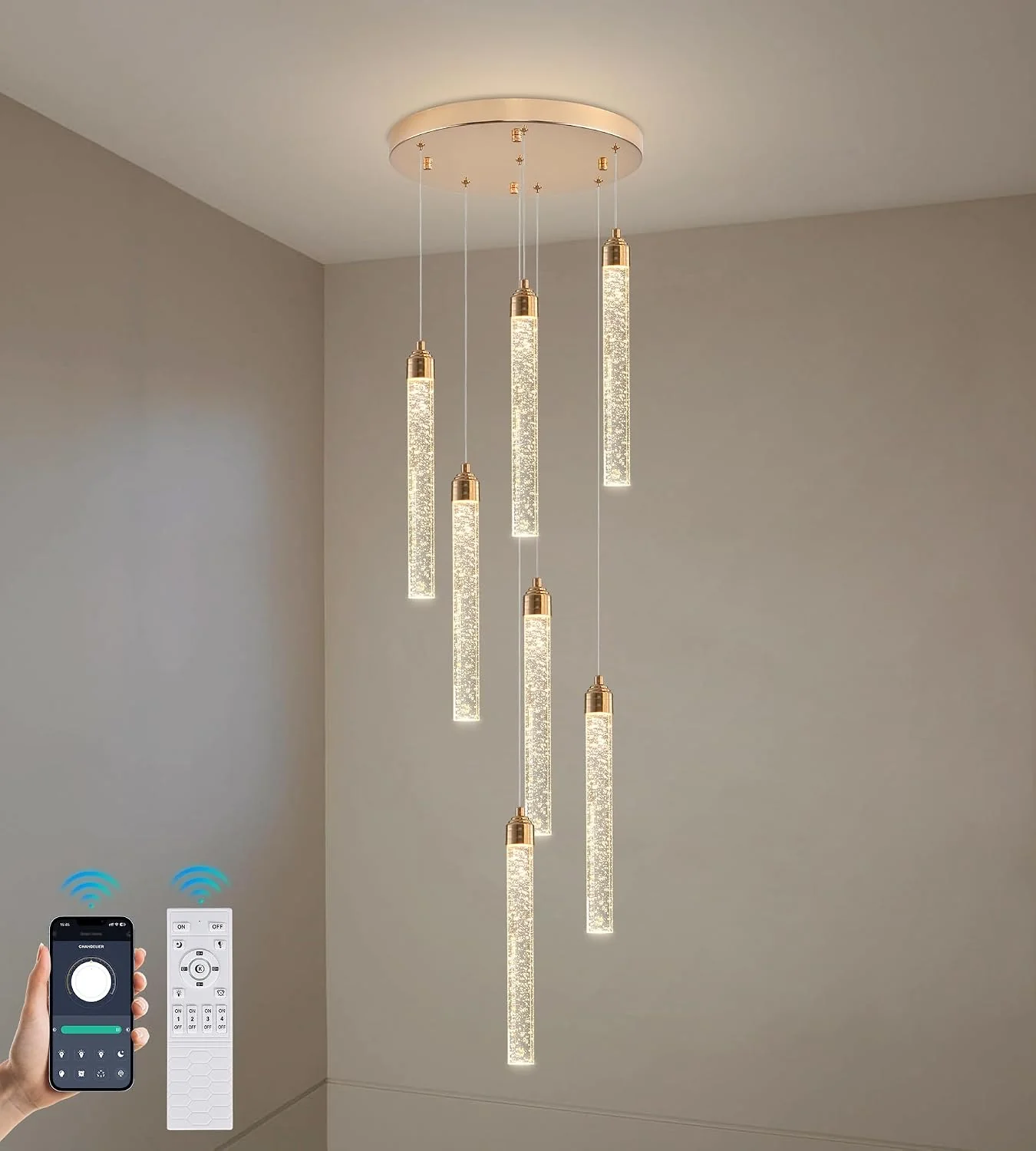 Upfelw Crystal Staircase Chandelier