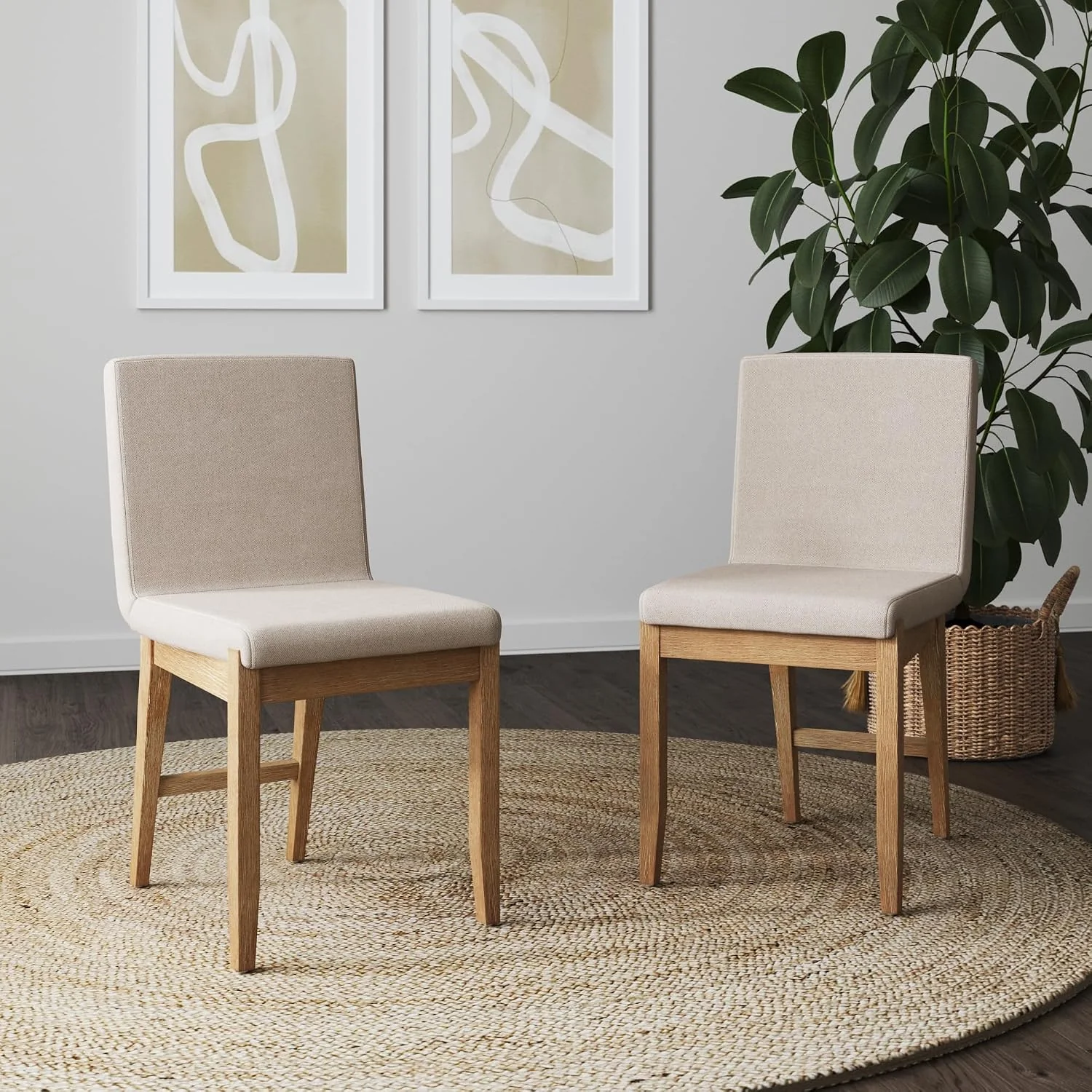 2xhome Solid Wooden Upholstered Dining Chair